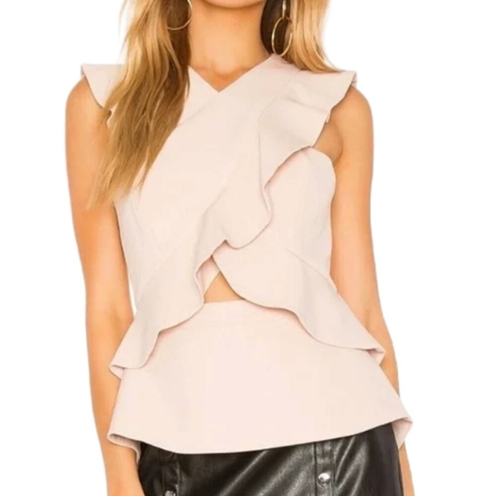 BCBG Maxazria Small Irena Ruffle Halter Cutout Top